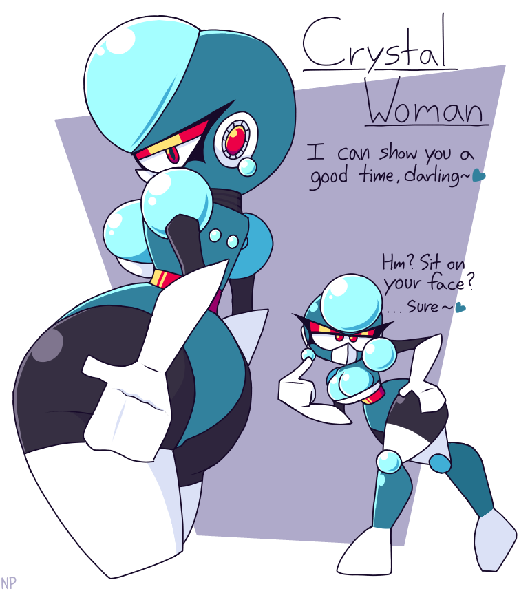 ass ass_focus big_ass big_breasts big_butt big_eyelashes boobs_and_butt_pose breasts butt_focus crystal_ball crystal_man dat_ass dialogue eyeliner genderswap_(mtf) gloves hand_on_ass hand_on_hip heart high_heel_boots long_gloves mega_man mega_man(classic) mega_man_(series) mega_man_5 nice_ass nocklepie pointing_at_self prostitute red_eyes robot robot_girl robot_master rule_63 stockings tagme talking_to_viewer text thick_thighs wide_hips