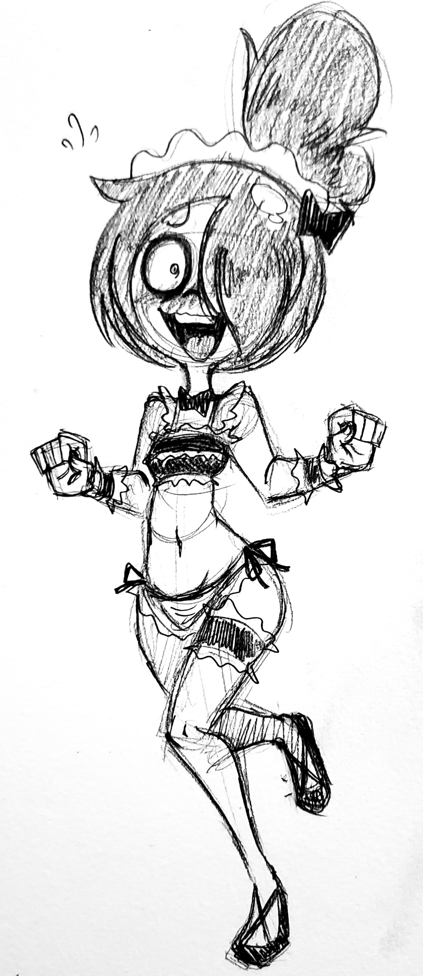 1girls, black and white, blush, female, maid, maya schoppenboer, ongezellig, rodrickscorpion, sketch, skimpy, thighhighs