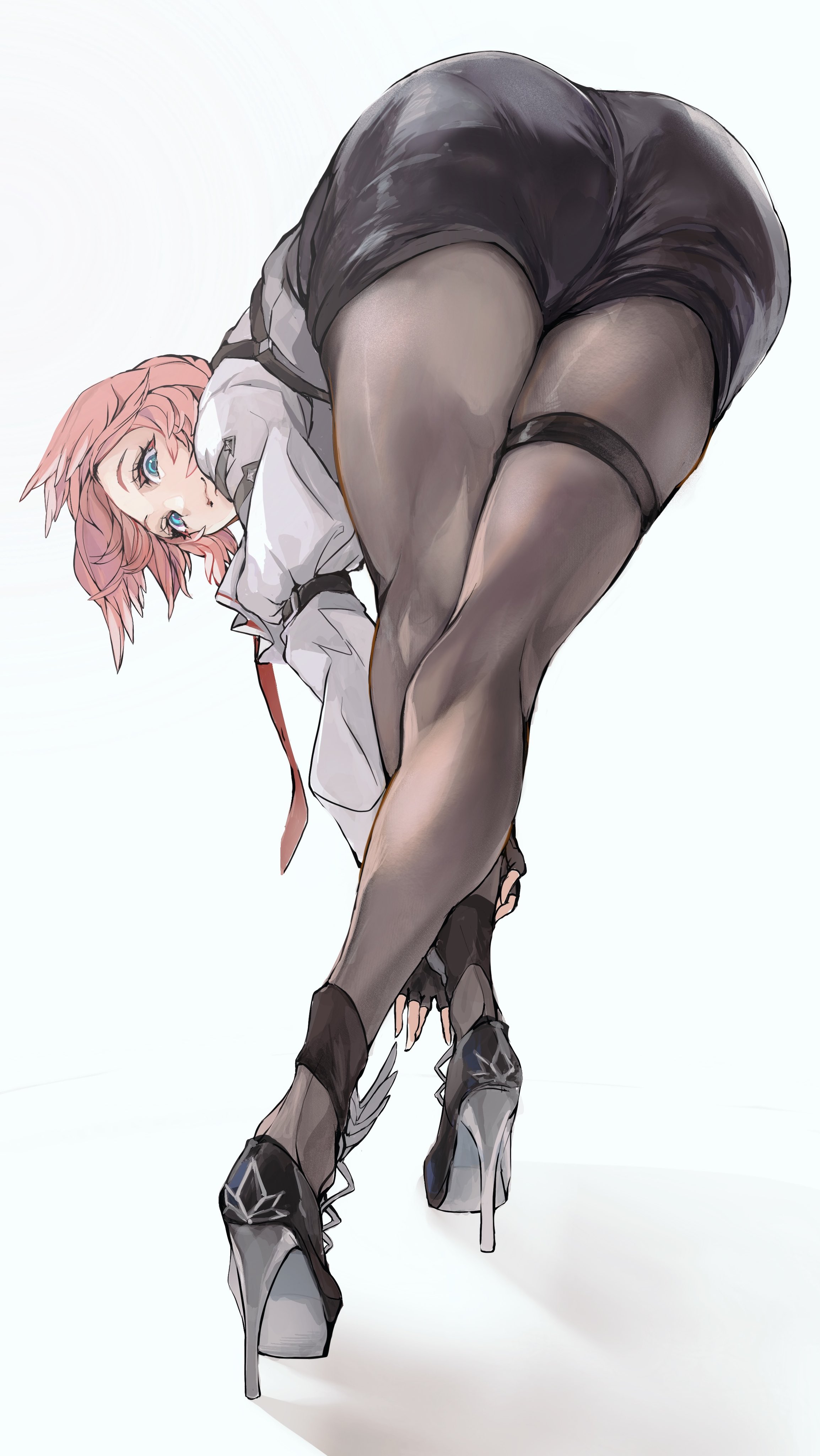 1girls, 2d, ass, ass focus, back view, bent over, big ass, big butt, bird girl, blue eyes, clothed, digital drawing (artwork), eokakuman, fat ass, female, female focus, female only, hair, head wings, heels, high heels, hololive, hololive japan, holox, huge ass, huge butt, large ass, large butt, leaning forward, legs, legs together, light skin, light-skinned female, looking at viewer, mostly clothed, open eyes, pantylines, partially clothed, pink hair, pussy, short hair, standing, takane lui, thick, thick ass, thick legs, thick thighs, thighs, tight clothes, tight clothing, tight pussy, virtual youtuber