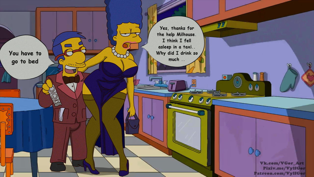 aged_up blue_hair clothed condom_wrapper condoms dress drunk evil_grin evil_smile glasses imminent_rape imminent_sex marge_simpson milf milhouse_van_houten mother rape suit suit_and_tie the_simpsons vylfgor