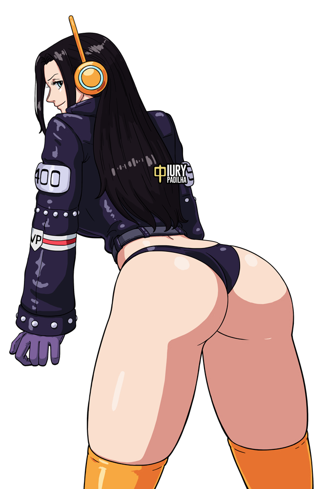 1girls ass ass_focus back_view big_ass black_hair bubble_butt busty curvy dat_ass egghead female female_only headgear iury_padilha jacket light-skinned_female long_hair looking_back mature_female nico_robin nico_robin_(egghead) one_piece one_piece:_egghead_arc panties pose post-timeskip presenting presenting_hindquarters solo thick_thighs thighs