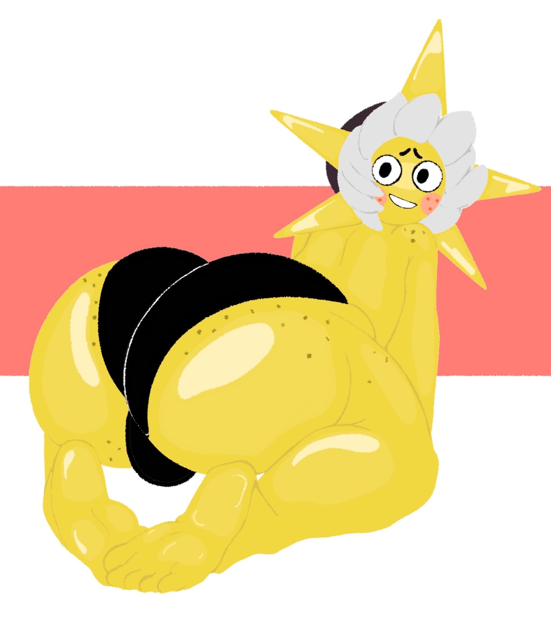 1boy, ass, big ass, big butt, black eyes, fat ass, fat butt, fortnite, freckles, freckles on ass, huge ass, huge butt, looking at viewer, looking back, looking back at viewer, male, male only, no visible genitalia, non-human, nsfwkirukato, solo, sunspot (fortnite), thick ass, thick butt, toony, topless, underwear, underwear only, yellow skin