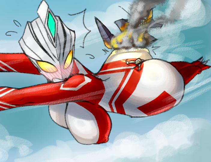 alien alien_girl alien_humanoid ass blush blush breasts flying galactic_art giantess heroine original_character plane ultraman_(franchise) ultrawoman visible_nipples