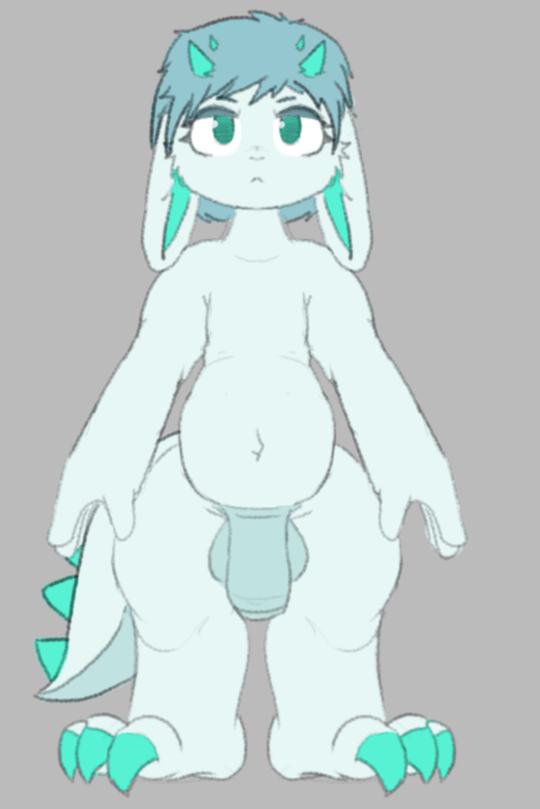 anthro dragon hybrid lagomorph leporid lostnptr male mammal model_sheet mythological_creature mythological_scalie mythology rabbit scalie solo yuuka_(lostnptr)