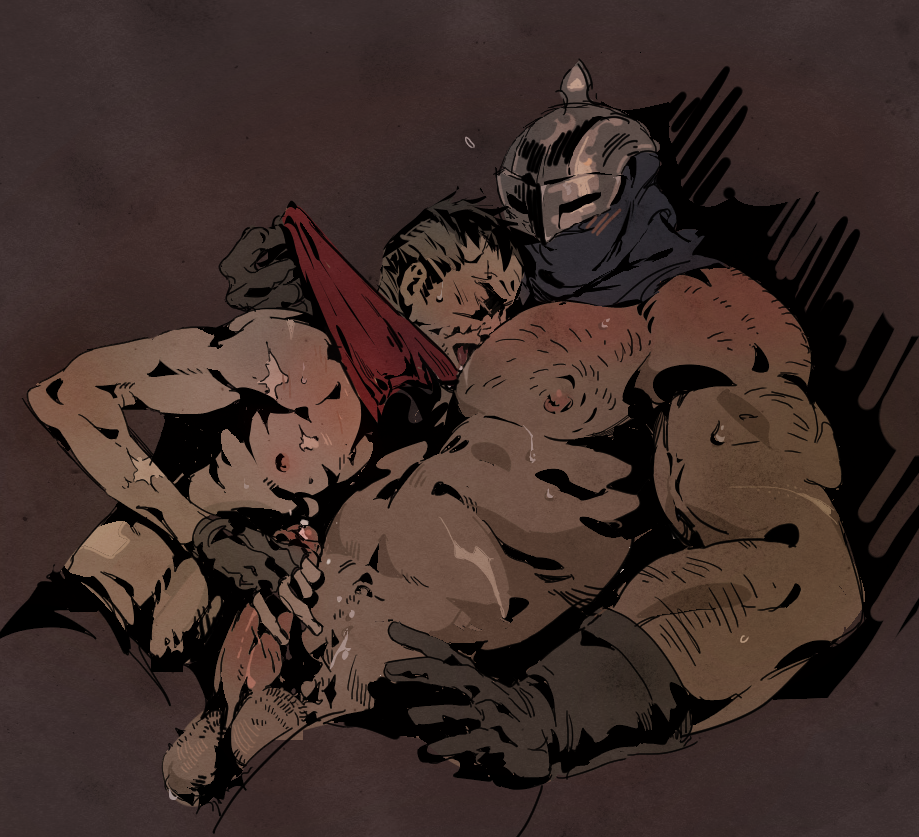 2022 2boys bara bigger_male black_hair blush bounty_hunter_(darkest_dungeon) buzz_cut cel_shading chest cowl darkest_dungeon dominant face_between_breasts fingerless_gloves flushed gauntlets gay gloves handjob helmet highwayman_(darkest_dungeon) lanky large_balls larger_male licking licking_breast male male/male male_nipples male_only man_boobs man_tits manboobs masculine mask masked masked_male muscle musclegut muscles muscular_male obscured_eyes penis penis_grab precum precum_bubble red_scarf reddened_penis scarf scars scars_on_body scrotum smaller_male source_not_archived submissive submissive_male sweat sweatdrop thick_penis unknown_artist unseen_male_face