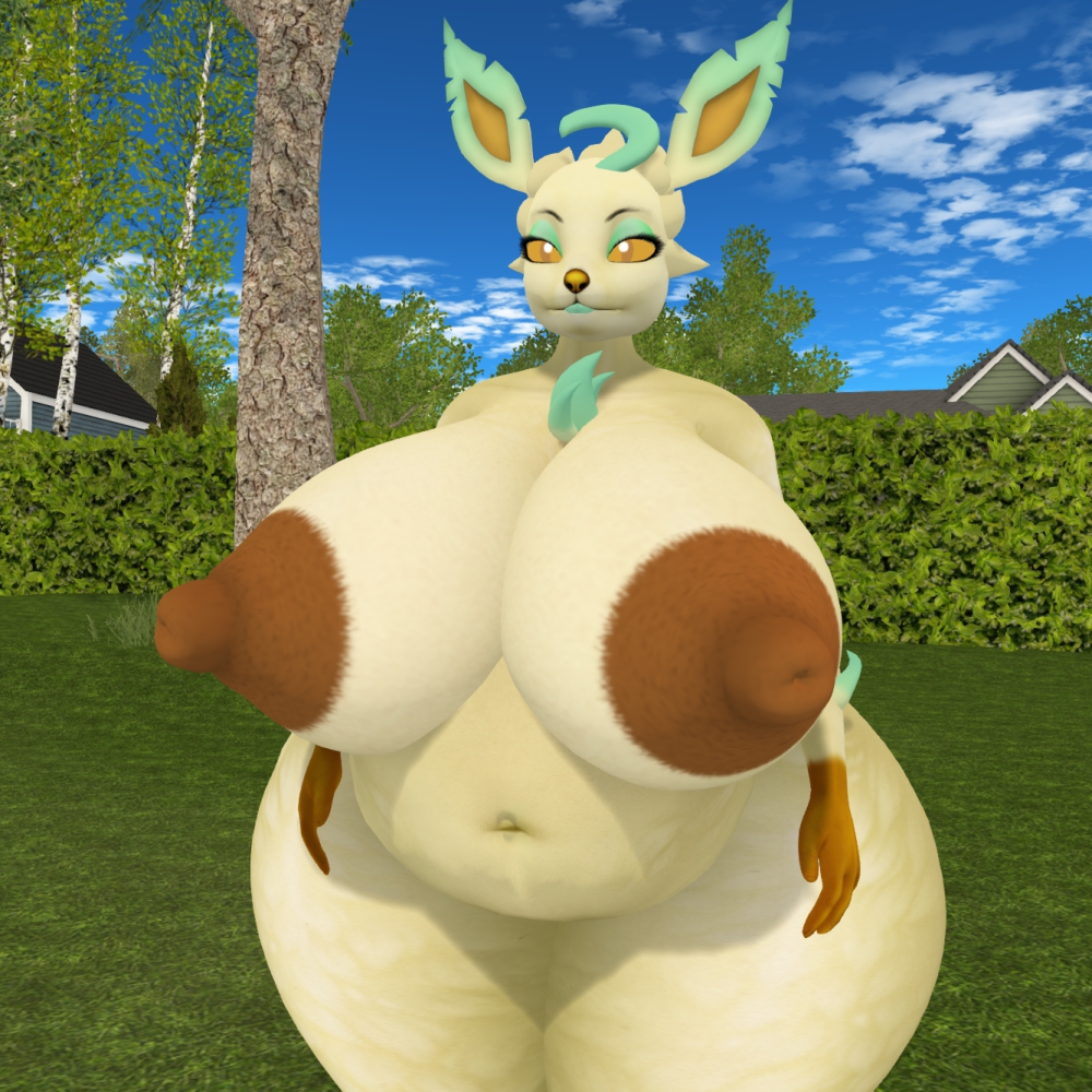 3d big_breasts breasts ferialexonar huge_breasts leafeon second_life thick_thighs wide_hips