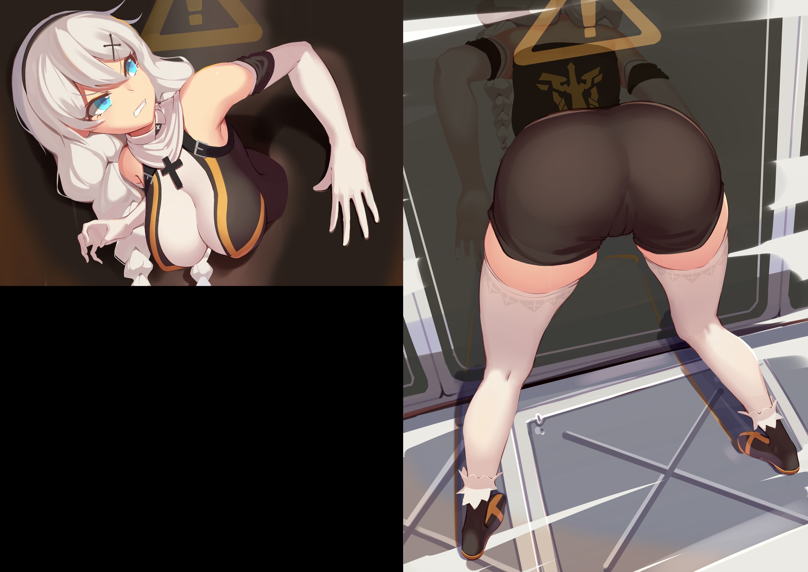 honkai (series), kiana kaslana, stuck in wall, tagme, white hair