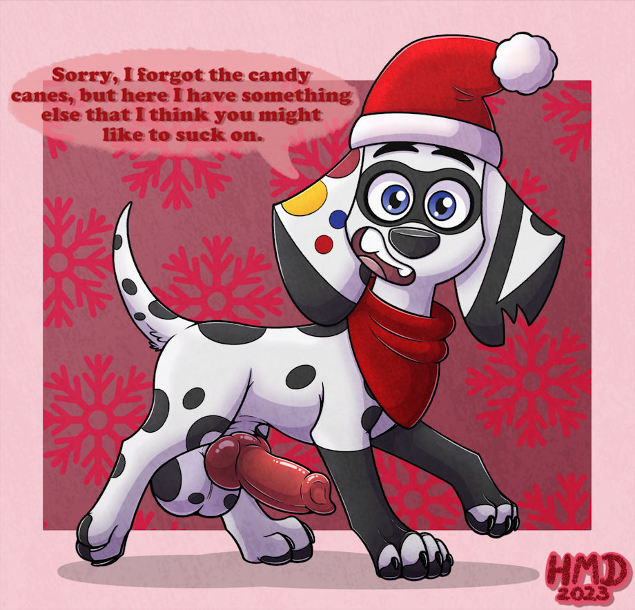 101_dalmatian_street 101_dalmatians animal_genitalia animal_penis bandana big_penis black_spots blue_eyes boner canid canine canine_genitalia canine_pussy canis christmas christmas_hat christmas_outfit coloured_spots dalmatian daxer_(101_dalmatians) disney domestic_dog erect_penis erection feral genitals hat hmdkoba long_ears looking_at_viewer male mammal oc pawpads paws penis raised_tail red_penis santa_hat shaded shading solo spots spotted_body spotted_fur tail white_body white_fur white_hair