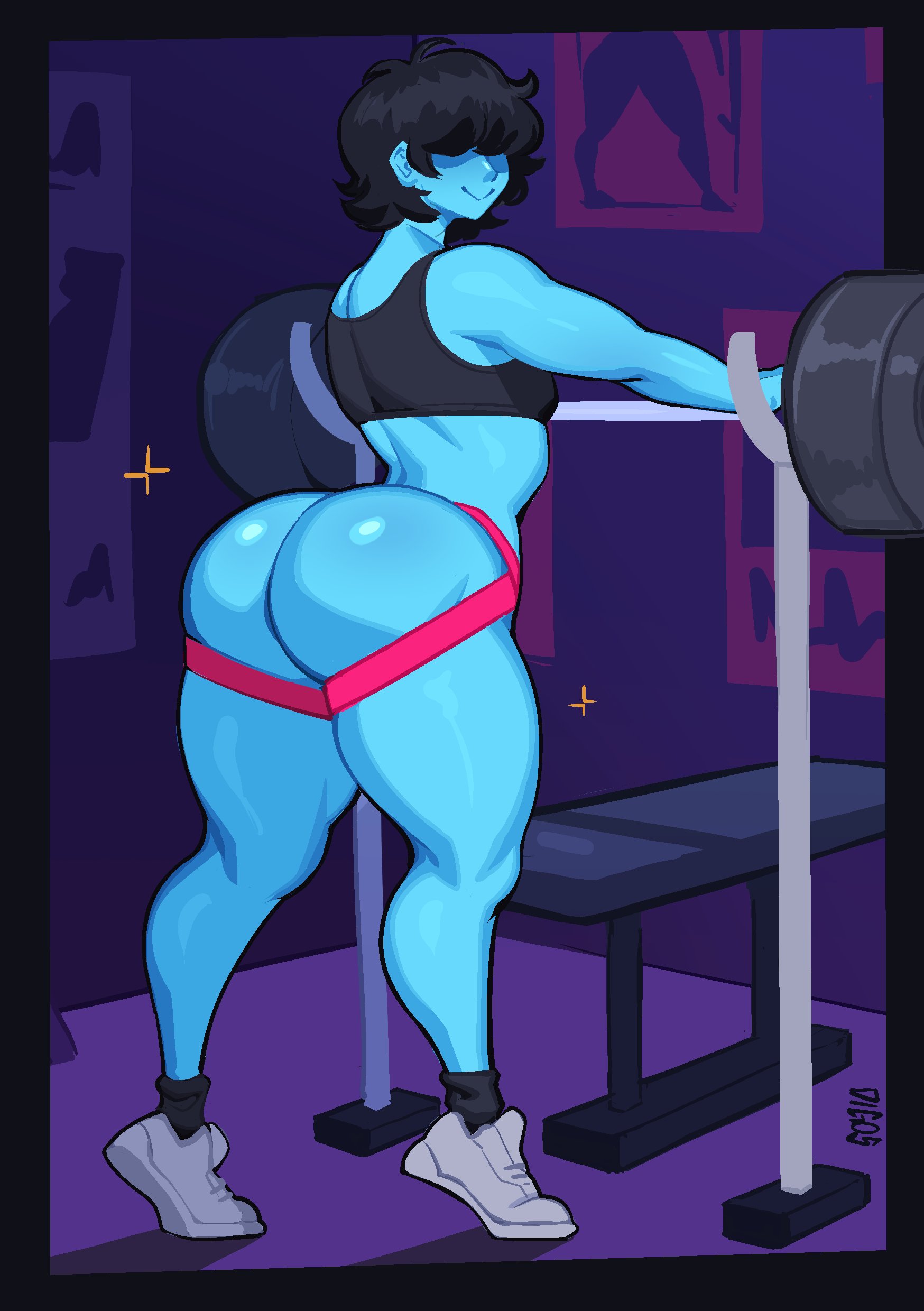1boy, 1nonbinary, ass, ass bigger than head, big ass, big thighs, bubble ass, bubble butt, curvy, curvy body, curvy figure, curvy hips, deltarune, fat ass, femboy, gym, huge ass, huge butt, huge thighs, itsnotdiegues, kris (deltarune), massive ass, massive thighs, pinup, thick ass, thick legs, thick thighs, thighs, thunder thighs, thunderthighs, twink, wide hips, wide thighs, workout clothes