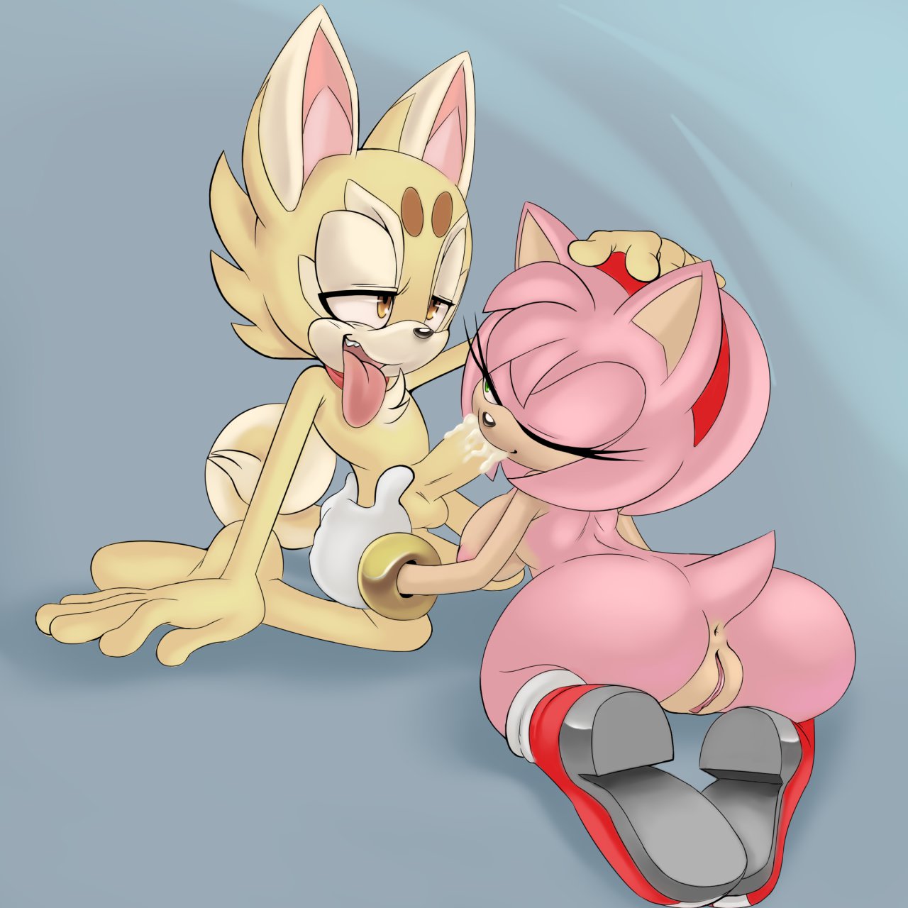 amy_rose anus ass breasts cashew_(character) couple cum female footwear hand_on_head hedgehog male mammal nude open_mouth oral original_character penis pussy sega sex shoes sideboob sif_(artist) sonic_(series) straight tongue