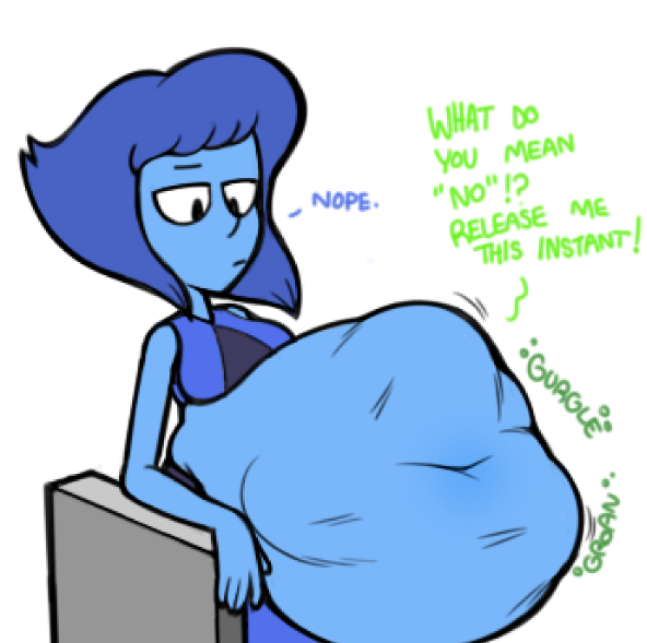 belly big_belly blue_hair blue_skin digestion digestion_noises female_pred female_prey lapis_lazuli_(steven_universe) peridot_(steven_universe) same_size_vore spaghettiz steven_universe struggling struggling_prey uncaring_pred unwilling_prey vore vore_belly