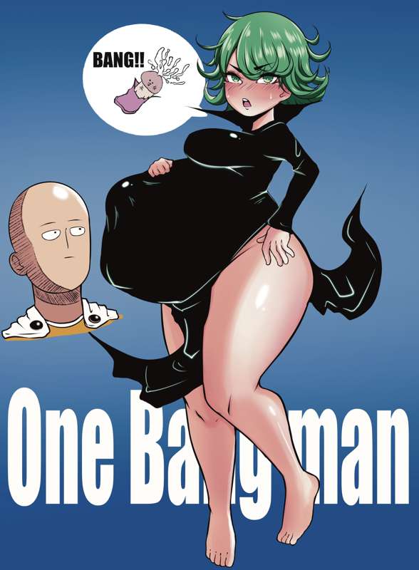 1boy 1girls female green_hair hyper_pregnancy kicking male one-punch_man pregnant saitama tatsumaki yukinohi