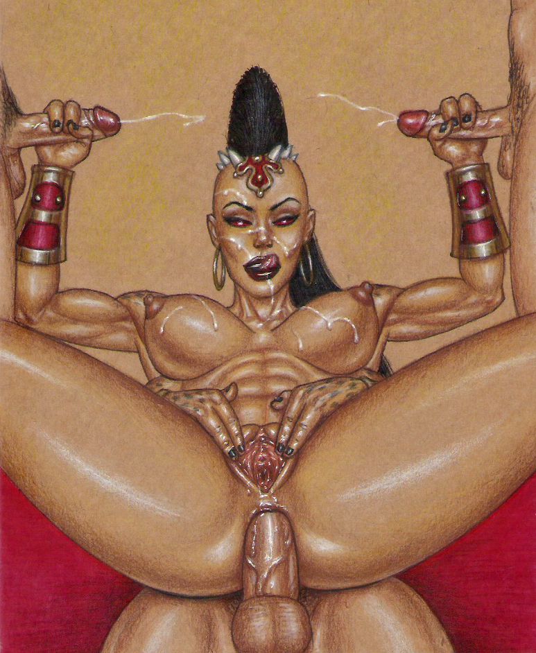 1girls, 2d, 3boys, abs, anal, anal penetration, anal sex, anus, ass, balls, big breasts, bracelets, breasts, clitoris, cum, cum on breasts, cum on face, cumshot, double handjob, edithemad, erection, female, group sex, handjob, human, male, mortal kombat, mortal kombat (2011), multi arm, multi limb, muscular, muscular female, netherrealm studios, nipples, nude, orgasm, orgy, partial male, penetration, penis, pussy, pussy juice, red eyes, sex, sheeva, sheeva (mk9), shokan, spread pussy, spreading pussy, straight, tight anal, tongue, tongue out, urethra, vagina, video games, wet
