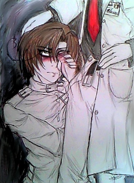 2boys asylum axis_powers_hetalia color cum doctor feliciano_vargas green_eyes guro italy_(hetalia) lovino_vargas lowres mad male multiple_males romano_(hetalia) skull_fucking straitjacket yaoi