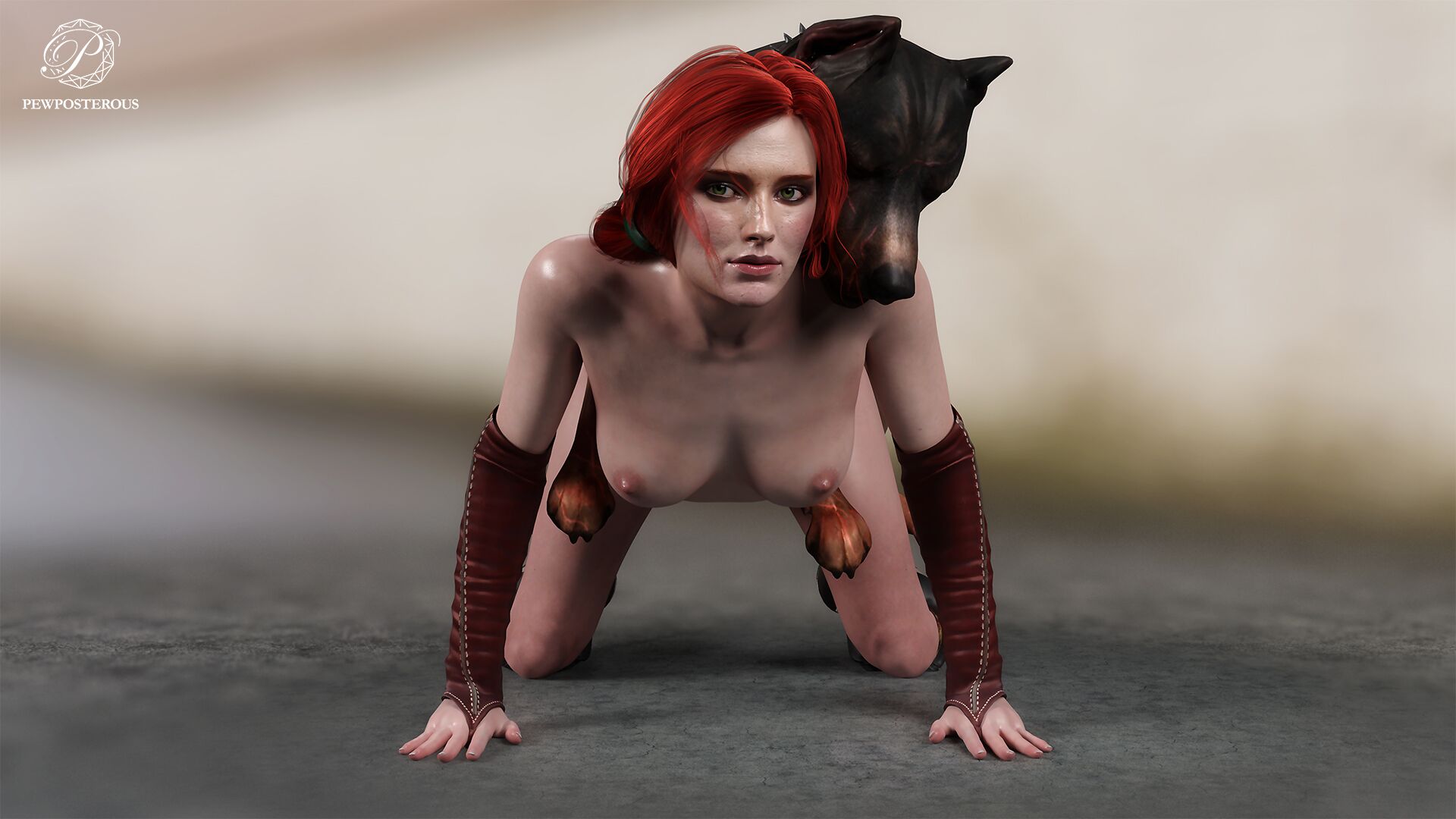 1animal, 1girls, 3d, canine, cd projekt red, female, pewposterous, red hair, sex, tagme, the witcher, the witcher (series), the witcher 2, the witcher 3: wild hunt, triss merigold, zoophilia