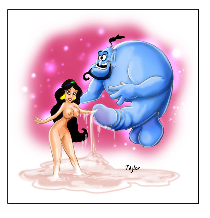 aladdin disney disney_princess erect_penis female genie genie_(aladdin) huge_cock human male nipples penis princess_jasmine straight tejlor