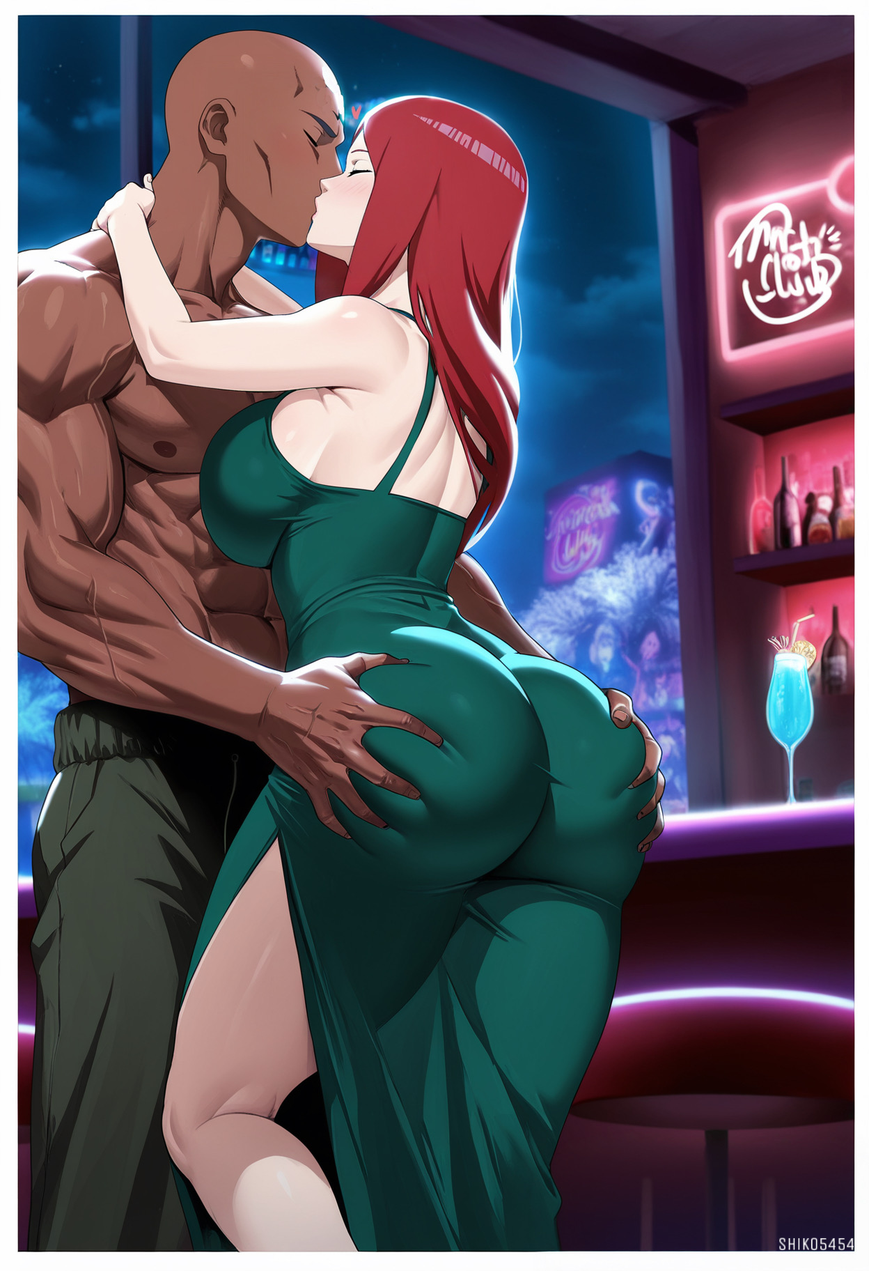 1boy1girl, ai generated, ass, ass bigger than head, ass focus, ass grab, before blowjob, before oral, before sex, big ass, big breasts, big butt, bitch ready for fucking, black body, black male, breasts, bubble ass, bubble butt, cheating, cheating mother, cheating wife, dark skin, dark-skinned male, dominant male, domination, fit ass, fit body, fit female, fitness, grabbing another's ass, green dress, happy female, happy mother, interracial, kissing, kushina uzumaki, mom is resting, mom kiss, mom with bully, mommy, mother, motherly cuckold, muscular, muscular male, naruto, naruto (classic), naruto (series), naruto shippuden, netorare, night club, nightclub, perfect ass, perfect body, perfect boobs, perfect legs, ready for sex, ready to fuck, sexy, sexy body, shiko5454, uzumaki kushina, wanting cock, wanting cum, wanting sex, wanting to suck