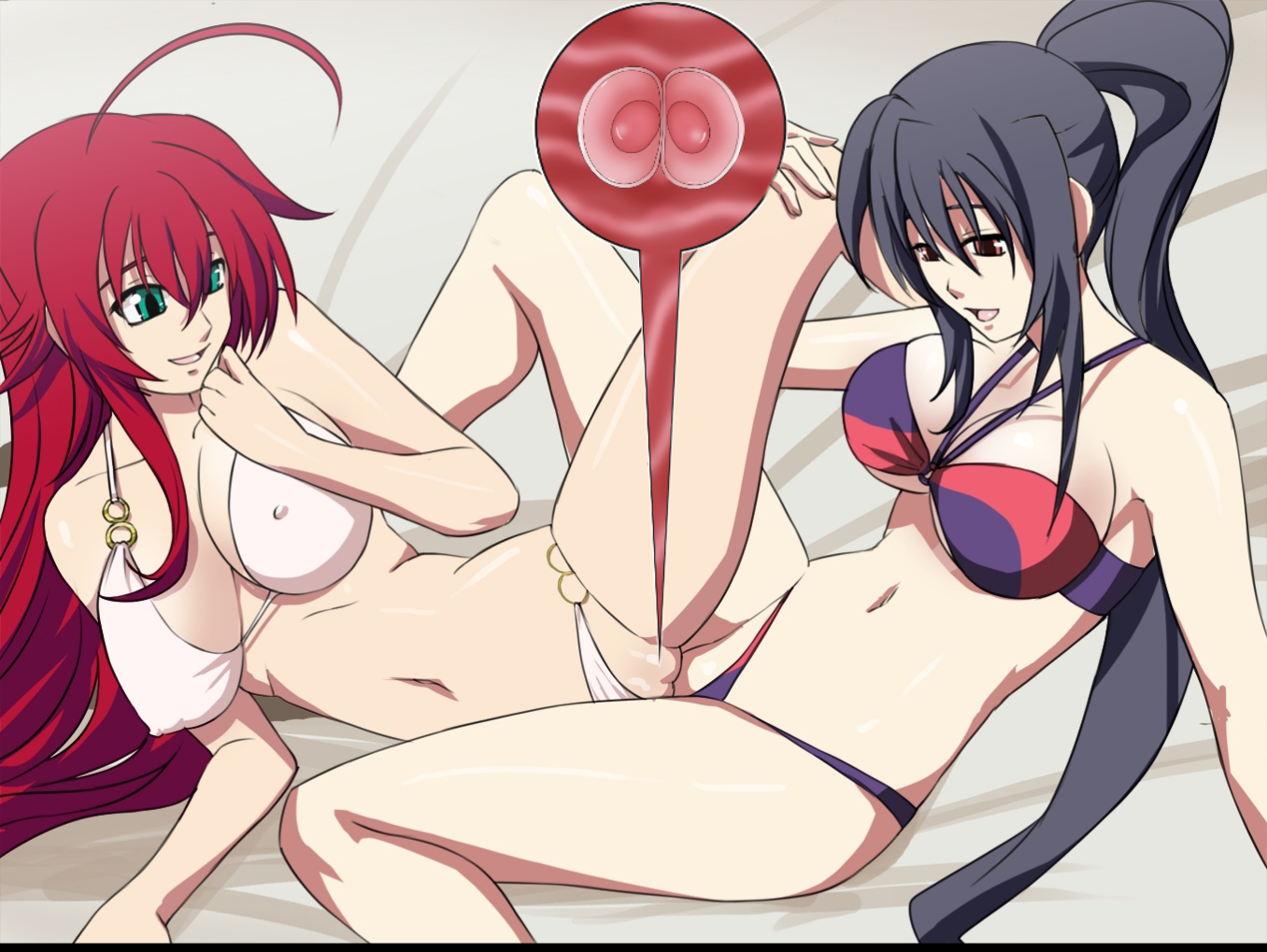 2girls, ai generated, akeno himejima, arm support, big breasts, bikini, curvy, curvy female, egg, egg cell, egg cells, eggs, erect nipples, erect nipples under bikini, female, female fertilization, female fertilizing female, female impregnating female, female impregnation, female only, female/female, fempreg, fertile, fertile female, girlfriends, happy sex, high school dxd, impregnated, impregnated by lesbian, impregnation, lesbian breeding, lesbian couple, lesbian fertilization, lesbian mating, lesbian sex, making love, mating, multiple girls, ovulating, ovulation, ovum, ovum collision, ovum fertilized by ovum, ovum fertilizing ovum, ovum meets ovum, pussy grinding, pussy to pussy, rias gremory, scissoring, shaved pussy, smile, spread legs, thick thighs, thrusting into pussy, tribadism, voluptuous female, wide hips, wife and wife, x-ray, yuri