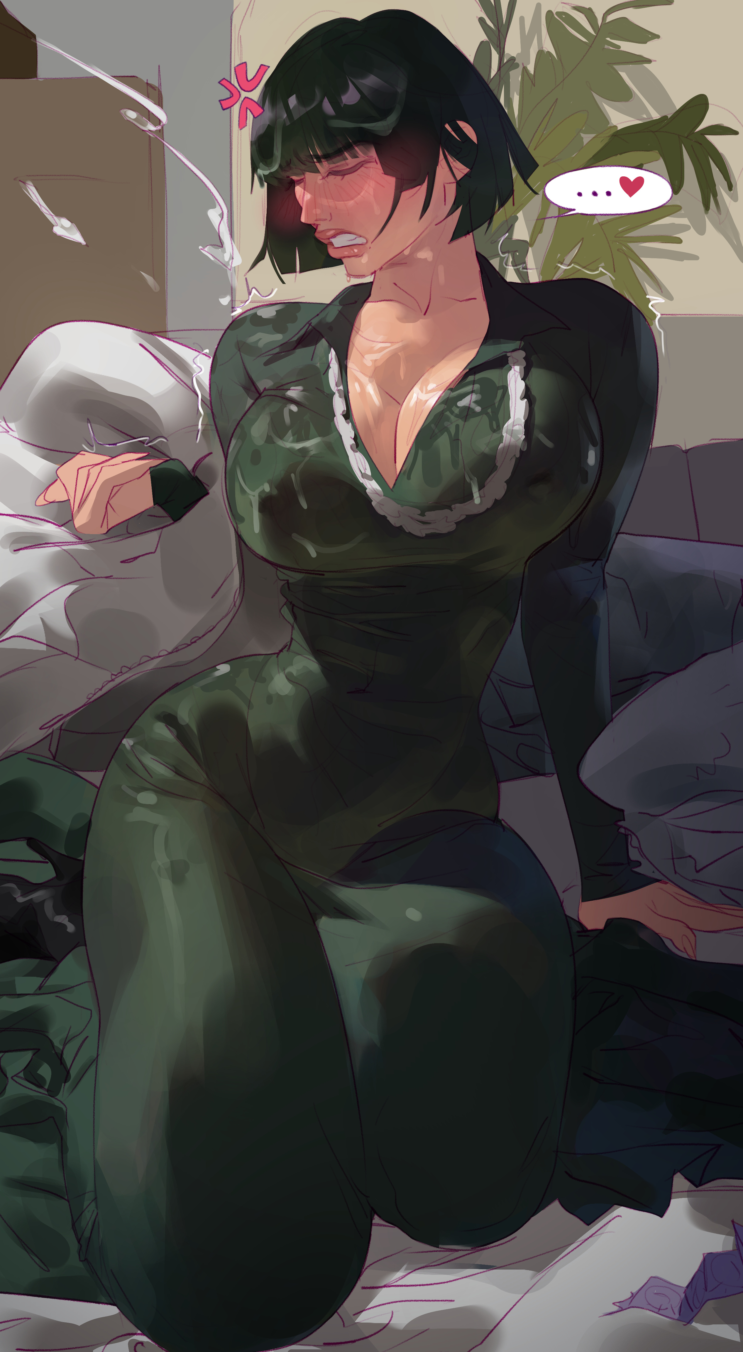 breasts, cum, cum on breasts, cumshot, facial, fubuki (one-punch man), irritated, one-punch man, saigalisk