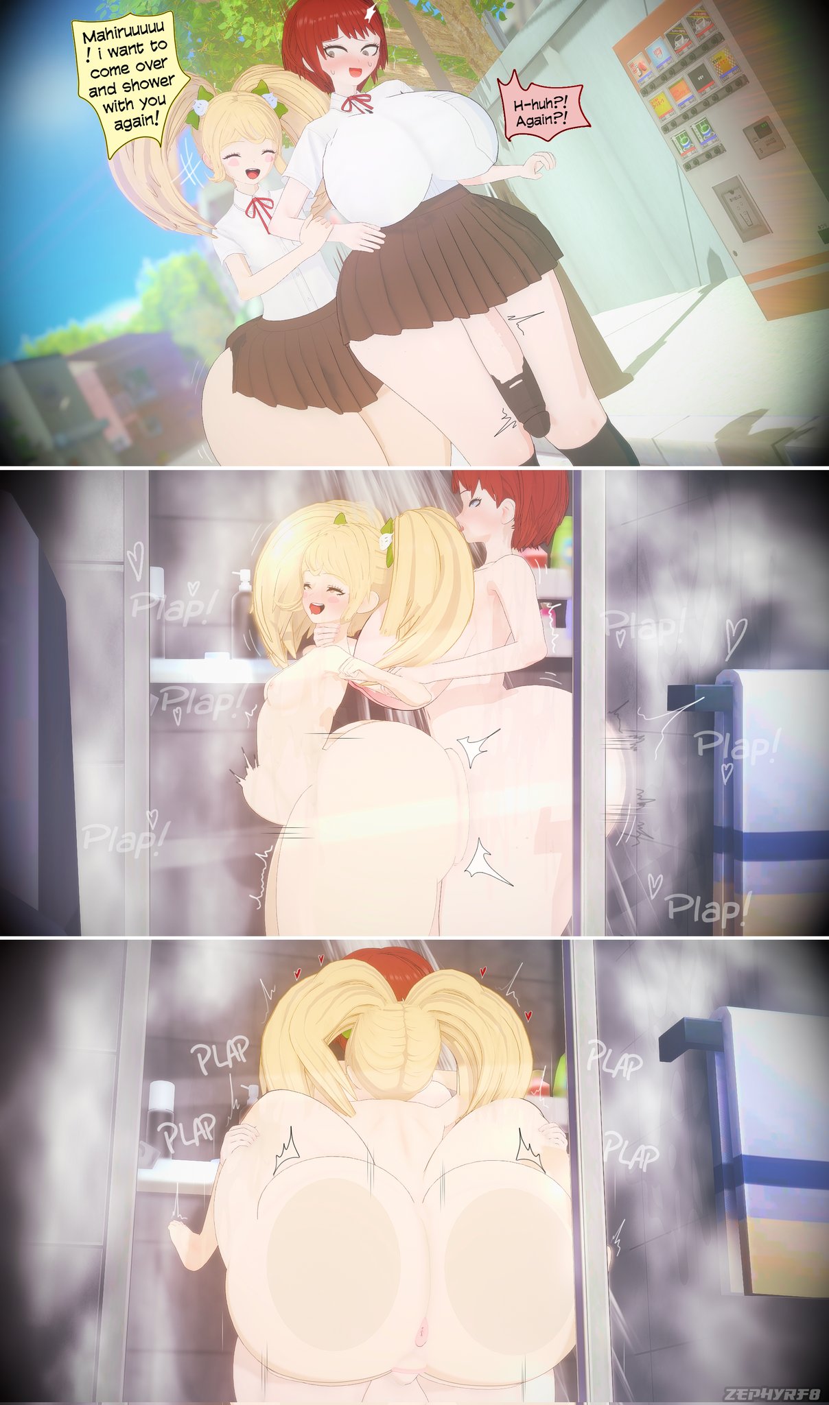 1futa, 1girls, 3d, anus, big ass, big balls, big butt, big nipples, big penis, big thighs, cleaning cock, danganronpa, danganronpa 2: goodbye despair, dirty penis, english dialogue, english text, futa on female, futa with female, futadom, futanari, hand on neck, huge breasts, hung futa, koikatsu, koizumi mahiru, penis cleaning, penis hanging, saionji hiyoko, shortstack, shower, shower sex, small breasts, standing sex, stomach bulge, suspended congress, vaginal penetration, vaginal sex, watermark, zephyrf8