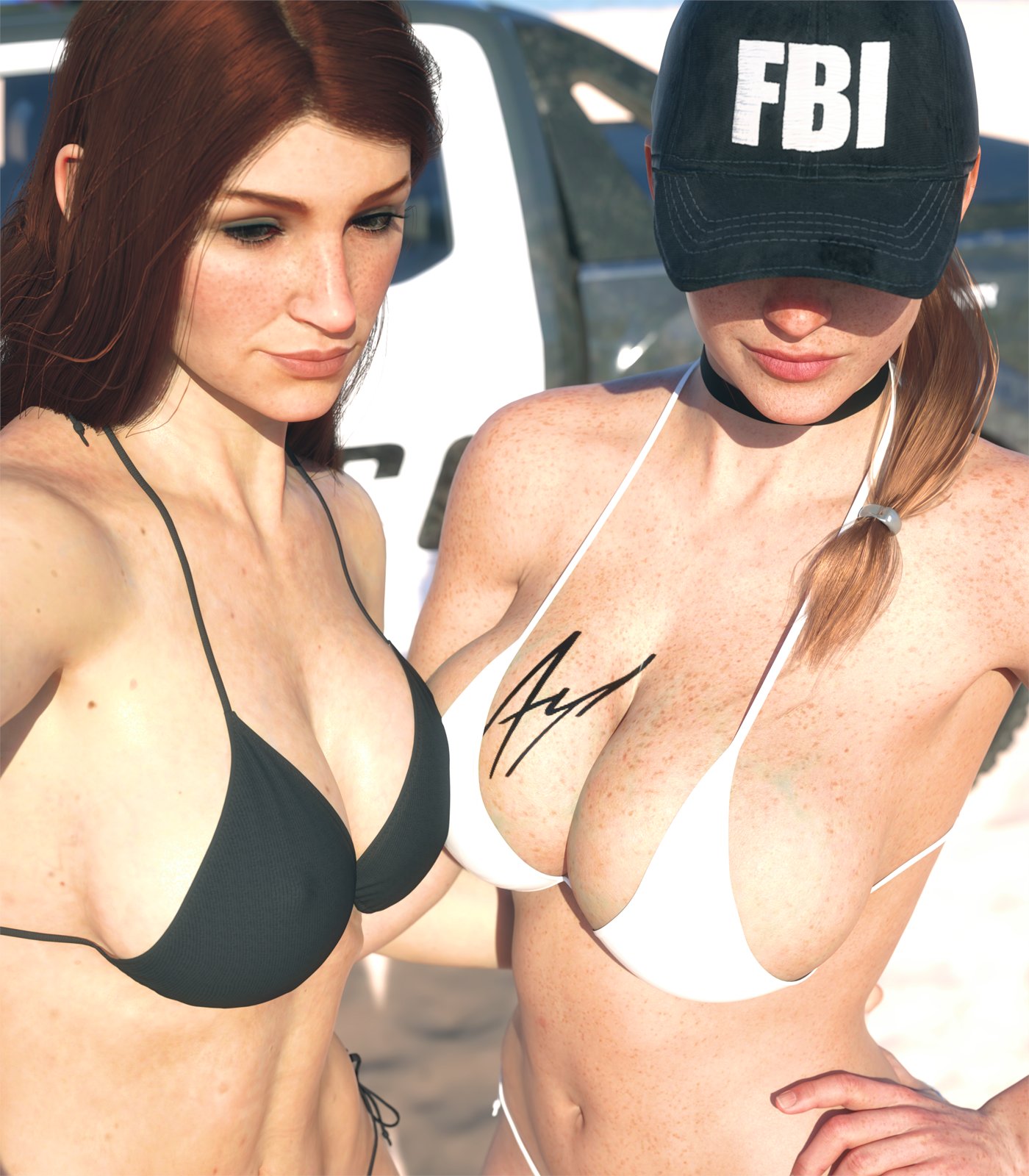 2girls, 3d, ash (rainbow six), big ass, big breasts, breasts, bust, busty, chest, curvaceous, curvy, curvy figure, cute, cute face, eliza cohen, female, freckles, ginger, ginger hair, hips, hourglass figure, huge ass, huge breasts, large ass, large breasts, legs, light skin, light-skinned female, mature, mature female, morgan tylle (word2), original, original character, rainbow six, rainbow six siege, slim waist, thick, thick hips, thick legs, thick thighs, thighs, tom clancy, voluptuous, waist, wide hips, word2