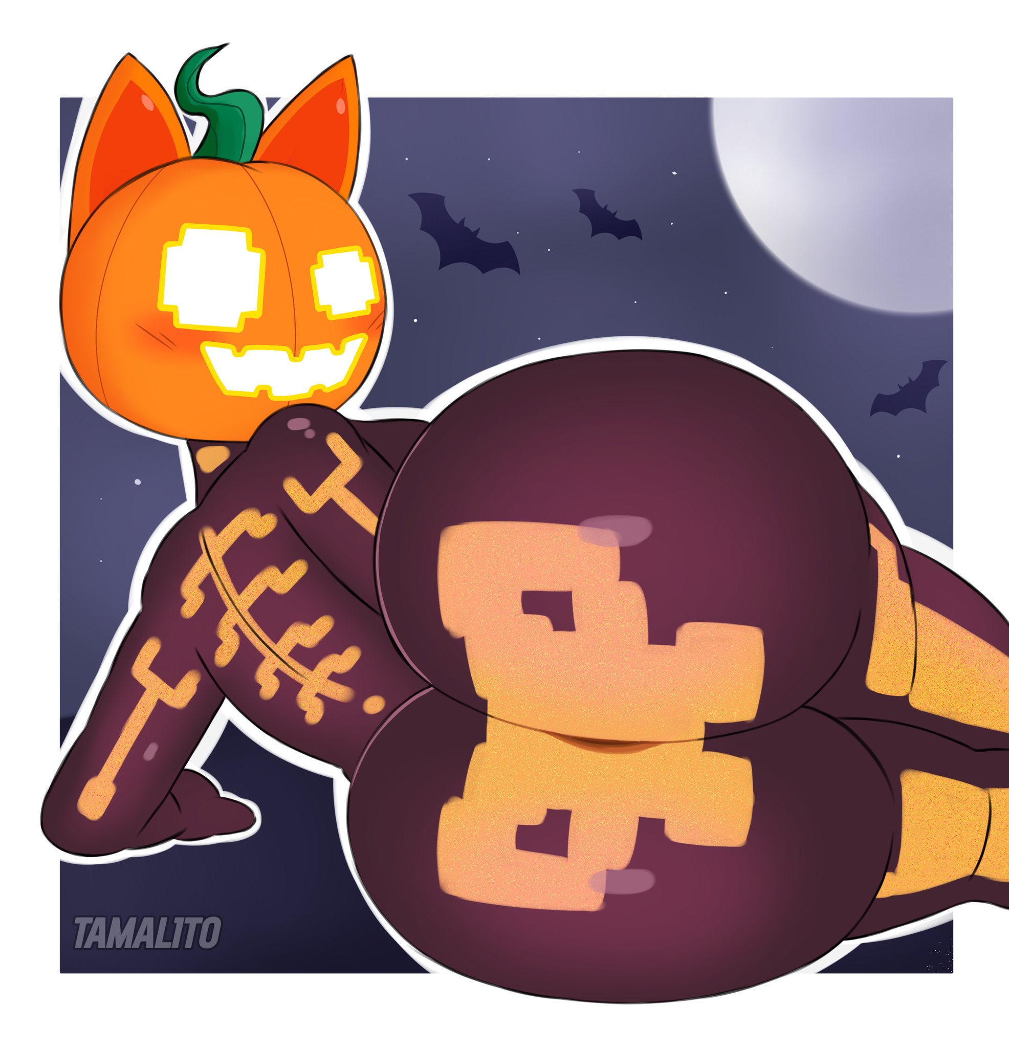 ass, ass focus, big ass, big butt, butt focus, cat ears, coffee chan osi, epic games, female, female only, fortnite, pumpkin, pumpkin head, spice (fortnite)