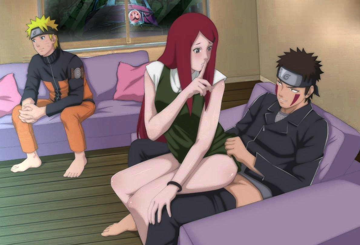 1girls, 2boys, age difference, cheating, female, full color, inuzuka kiba, kiba inuzuka, kushina uzumaki, male, male/female, milf, mother, mother and son's friend, motherly cuckold, naruto, naruto (series), naruto shippuden, older female and younger male, on lap, sex, shushing, sitting on lap, straight, uzumaki kushina, uzumaki naruto, younger male