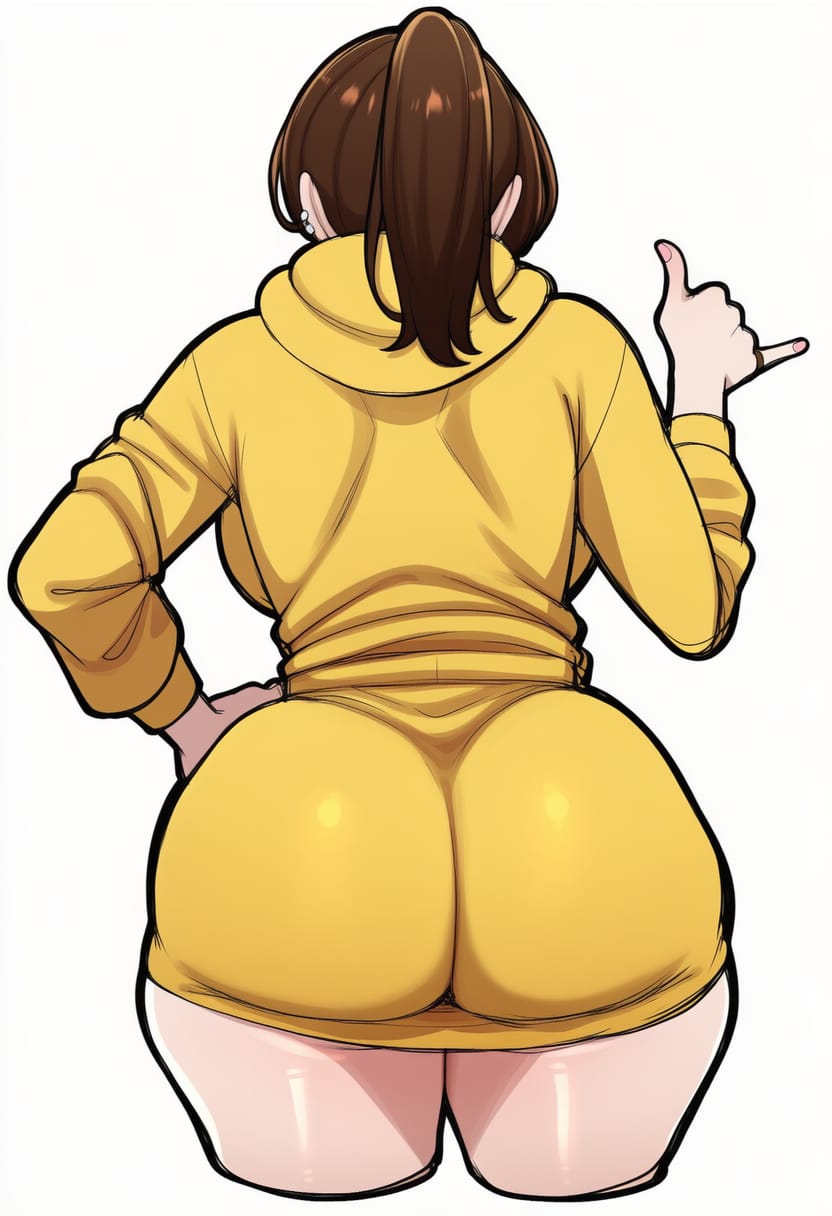 ai generated, blue, blue lock, breasts, caderas, female, hoodie, lock, mature, para, procrear, yellow, yu bachira