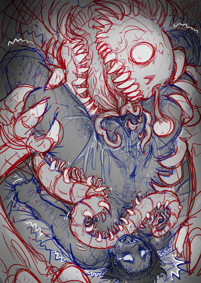 body horror, cunnilingus, cuntboy, cuntboy penetrated, cuntboy/female, female, fleshtickles, held down, helpless, human, legs held open, legs up, look outside, monster, monster cock, monster rape, rape, raped, raped by monster, reverse forced oral, sam (look outside), scared, screaming, spine (look outside), teratophilia, tongue in pussy, vaginal penetration