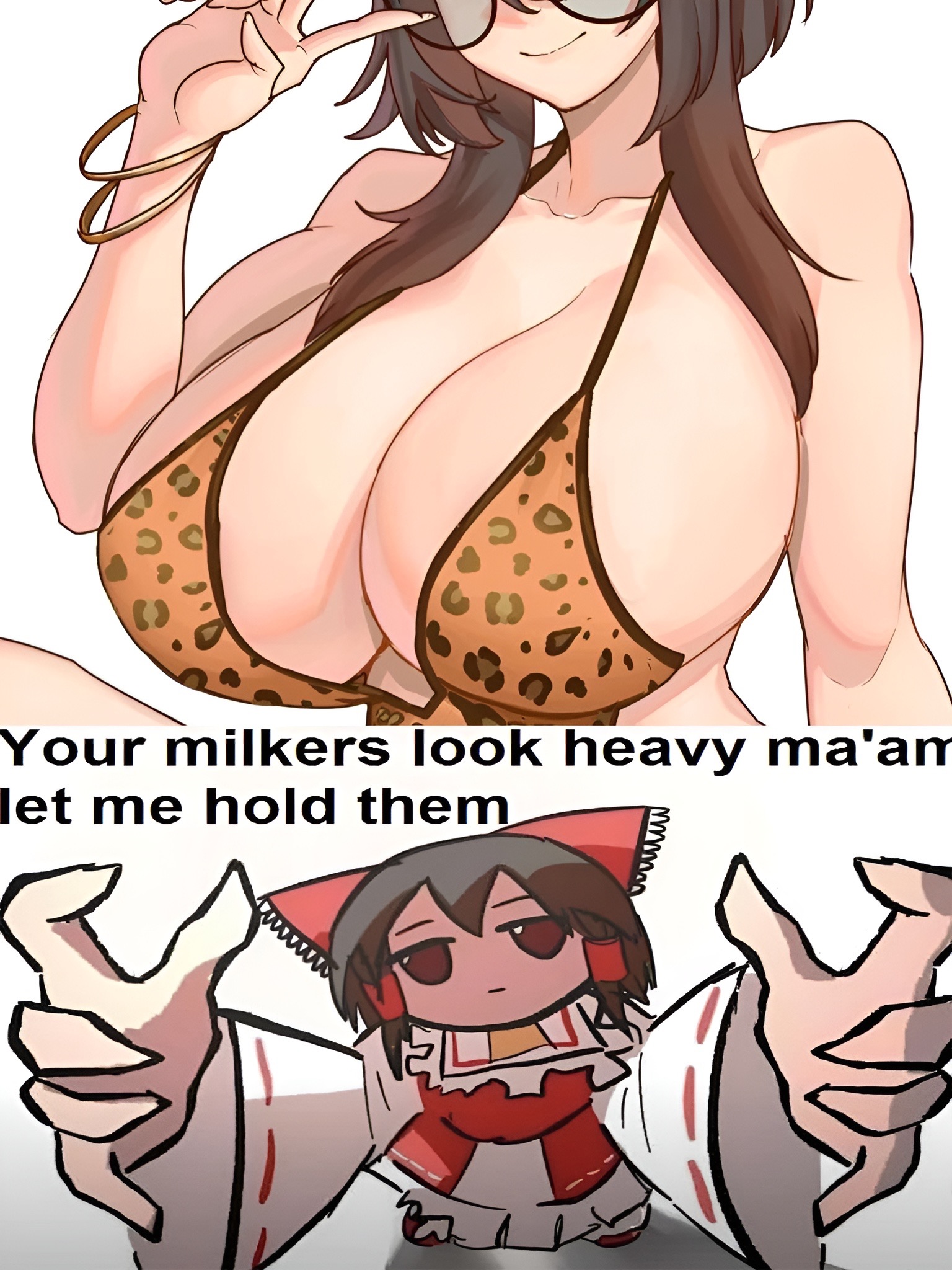 1girls, absurd res, big breasts, boobies, bracelets, breasts, breasts bigger than head, brown hair, clothed, female, female focus, female only, glasses, huge breasts, kasizil, leopard print, leopard print bra, light skin, light-skinned female, massive breasts, meme, original, original character, vtuber, vtuberfanart