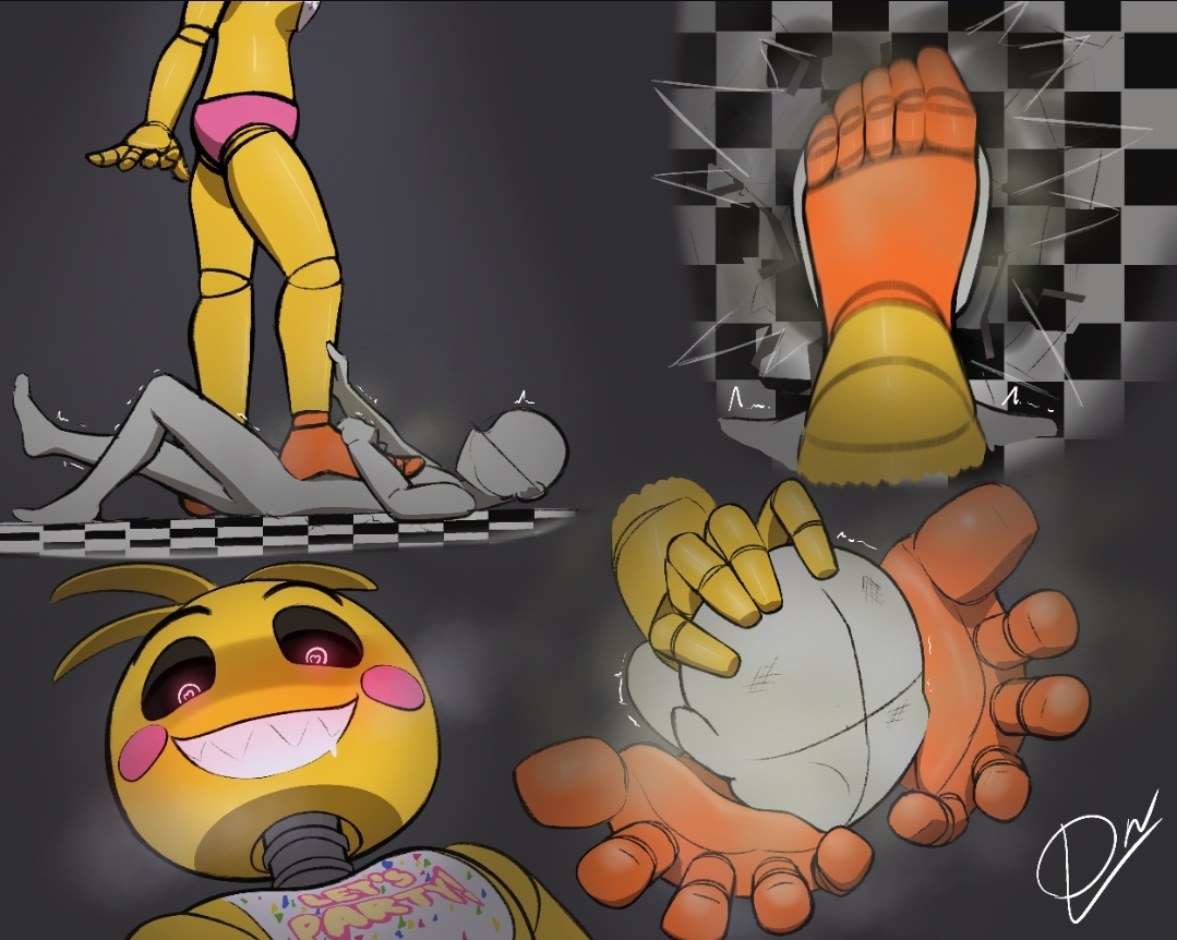 fetish, five nights at freddy's, fnaf, foot crush, foot fetish, foot rub, foot smother, insole, philonaut, toy chica (fnaf), under foot, underfoot