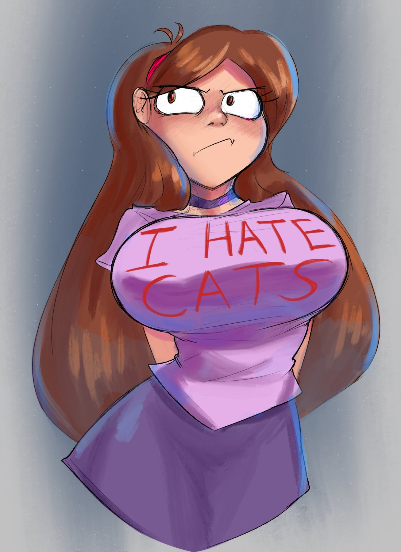 1girls, aged up, anti-mabel, big ass, big breasts, big thighs, blush lines, breasts, brown hair, clothed, cuddlesword, curvaceous, curvy, curvy figure, digital media (artwork), disney, female, female only, frown, fully clothed, gravity falls, hairband, hips, hourglass figure, huge ass, huge breasts, huge thighs, human, human only, large ass, large breasts, large thighs, legs, light skin, light-skinned female, mabel pines, mature, mature female, slim waist, solo, thick, thick hips, thick legs, thick thighs, thighs, unamused, very long hair, voluptuous, waist, wide hips, wide thighs