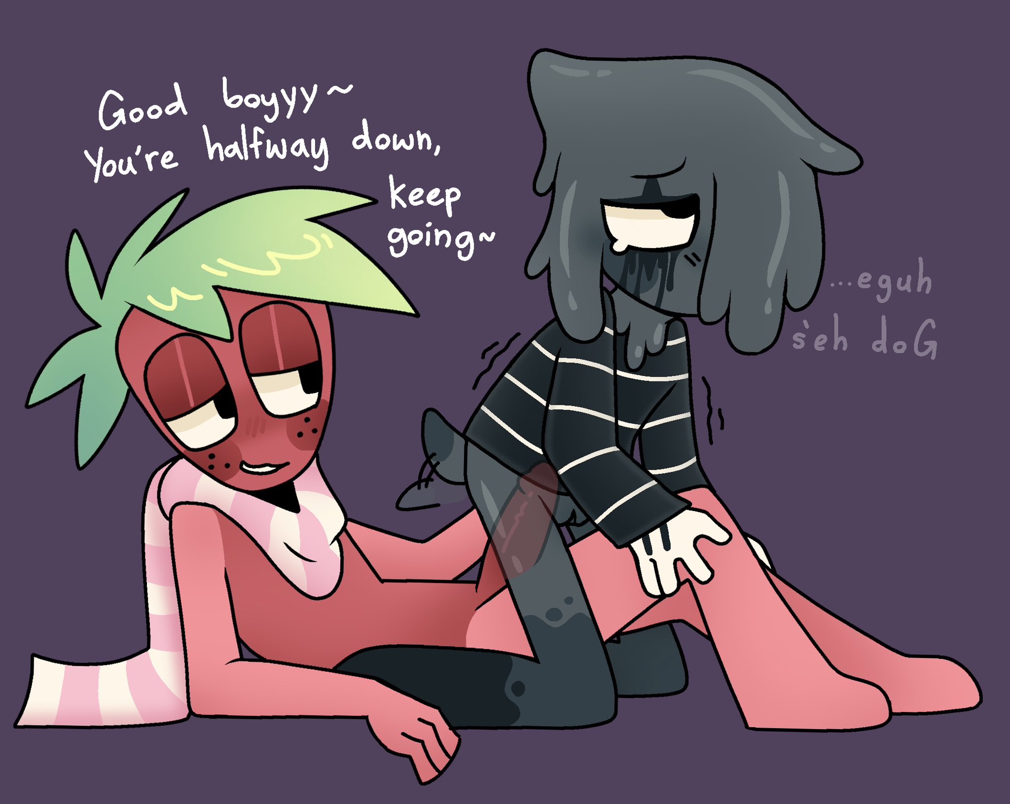blot (dandy's world), blush, crying, dandy's world, intersex, plap (sound), silentmime, sprout (dandy's world), text