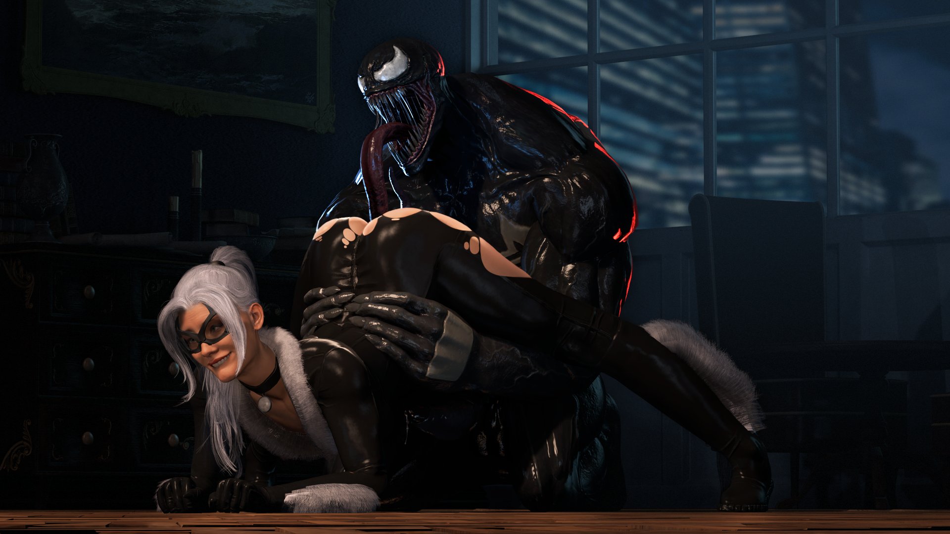 1girls, 2022, 3d, 3d (artwork), ass, ass up, bad meets evil, biting lip, biting own lip, black cat (insomniac), black cat (marvel), bodysuit, eyes rolling back, felicia hardy, female, from behind, from behind position, light skin, light-skinned female, long tongue, male, marvel, marvel comics, mask, masked, masked female, monster, muscular, muscular male, penetration, penetration from behind, ponytail, seductive, seductive pose, sex, sex from behind, shiny, shiny skin, skin tight, spider-man (insomniac series), spider-man (ps4), spider-man (series), spider-man 2 (ps5), stockholm syndrome, superheroine, tight clothes, tight clothing, tongue, tongue fucking, tongue in ass, torn bodysuit, torn clothes, venom (marvel), voluptuous, voluptuous female, white fur, white hair, winterssfm