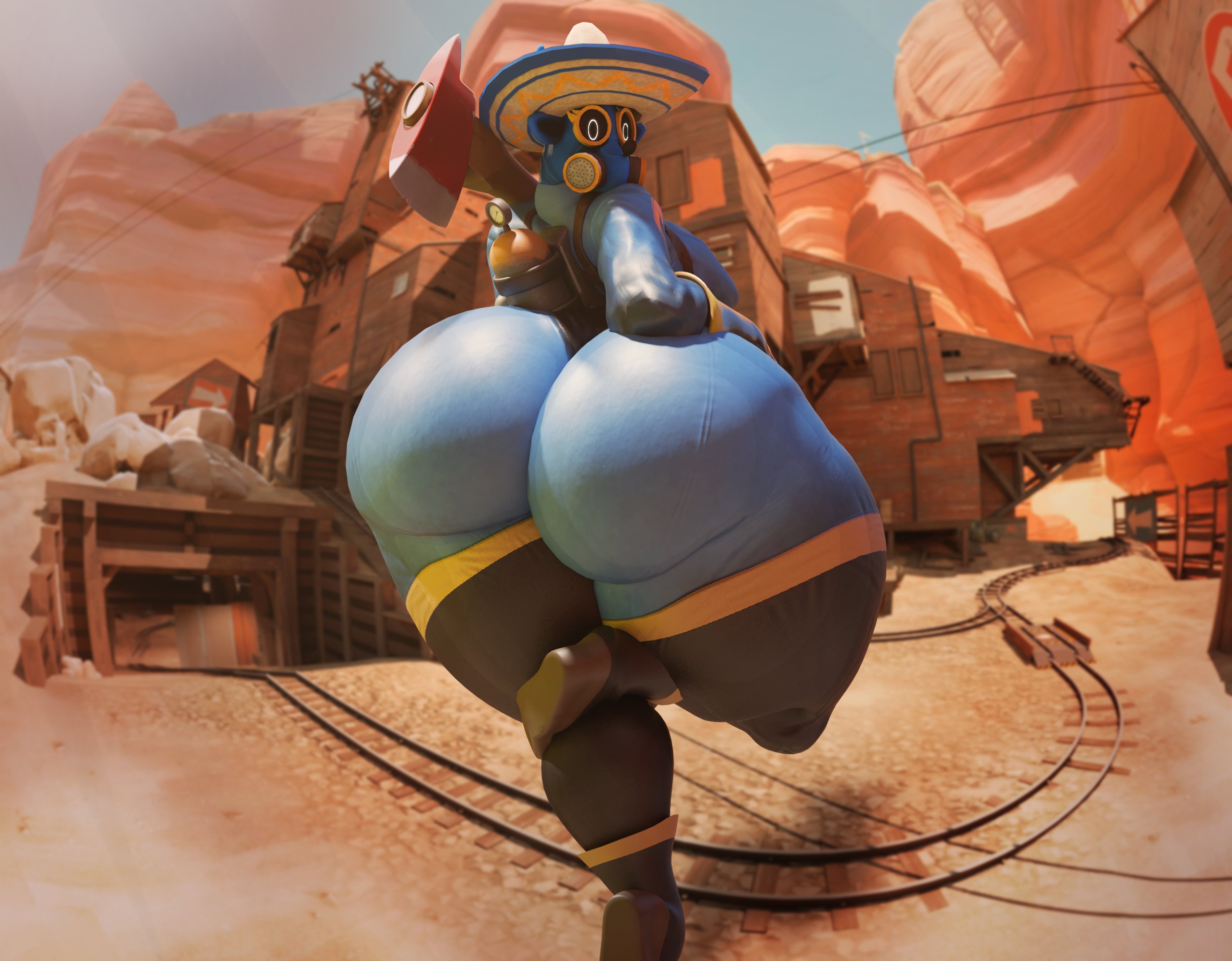 1girls, 2020s, 2025, 3d, ass, ass focus, big ass, big breasts, big thighs, blue clothing, blue latex, bodysuit, bottom heavy, breasts, clothing, codansfw, eyelashes, female, female focus, female only, fempyro, fully clothed, gloves, glowing eyes, hand on ass, hi res, highres, huge ass, huge thighs, hyper, hyper ass, large ass, large breasts, large thighs, latex, latex gloves, latex suit, light skin, light-skinned female, long legs, looking at viewer, low angle, mask, masked, outdoors, pyro (team fortress 2), round ass, rubber gloves, rule 63, sideboob, slim waist, solo, solo female, solo focus, team fortress 2, thick thighs, thighs, thin waist, valve, wide hips