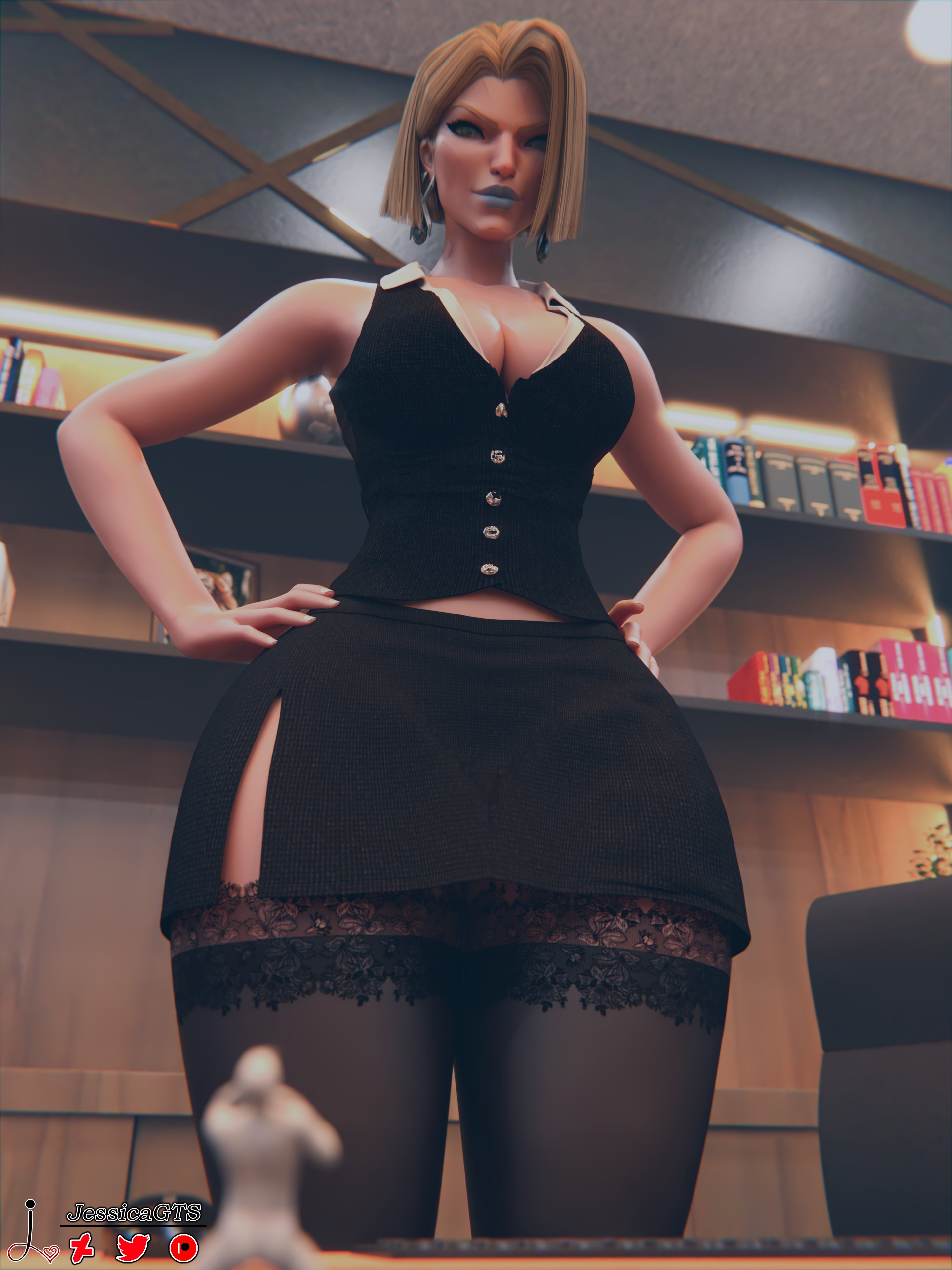 1girls, 3d, 3d (artwork), big breasts, blonde female, blonde hair, blonde-haired female, breasts, cleavage, clothed, clothed female, emma frost, emma frost (marvel rivals), extreme size difference, female, giantess, indoors, jessicagts, light skin, light-skinned female, marvel, marvel comics, marvel rivals, mature, mature female, mature woman, milf, office, office clothing, office lady, shrunk, shrunken person, size difference