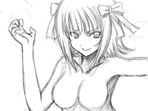 breasts female female_only front_view haruka_amami human idolmaster monochrome pointy_chin sketch solo tagme