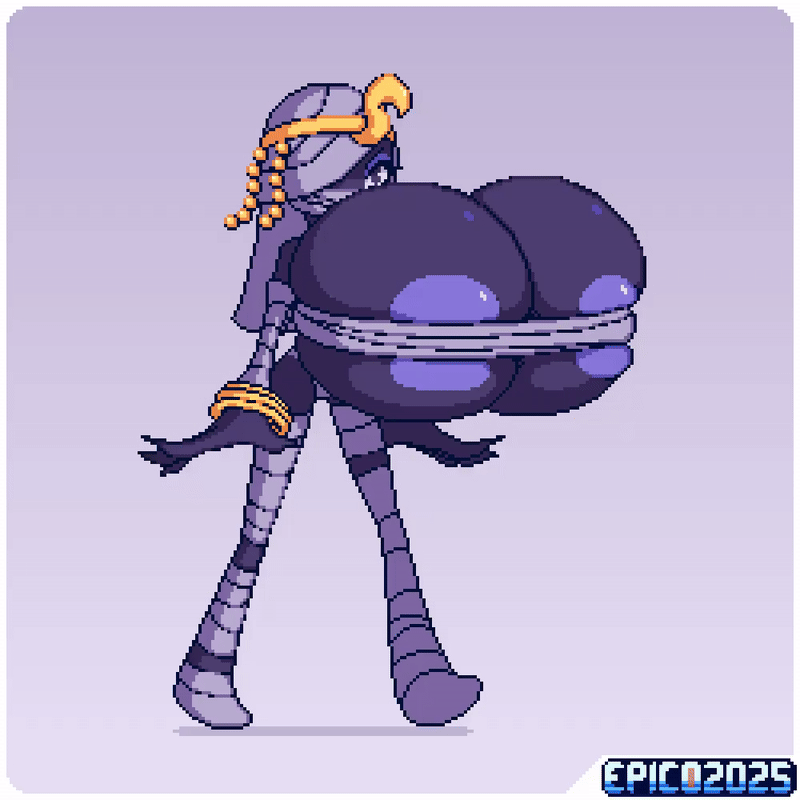 1girls animated areolae black_body breast_squeeze breasts_bigger_than_head convenient_censoring convenient_censorship epicpotatolord huge_breasts hyper hyper_breasts hyper_tits mummy mummy_girl partially_clothed pixel_animation pixel_art solo solo_female solo_focus top_heavy