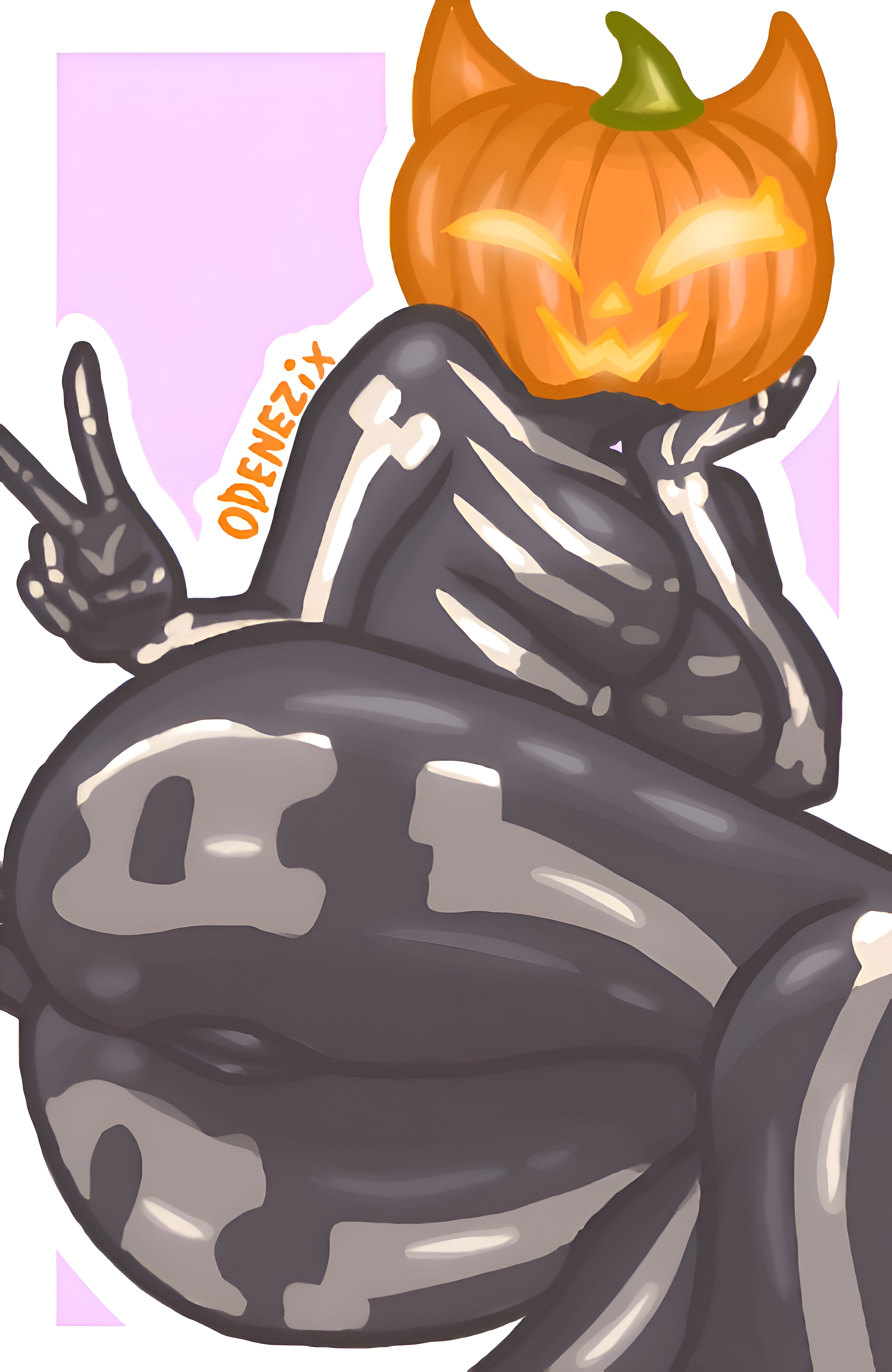 ass, ass focus, breasts, cat ears, cute, cute style, female, female focus, female only, fortnite, high quality, odenezix, pumpkin, pumpkin head, pussy, skeleton, skeleton costume, skeleton print, smile, spice (fortnite), vagina