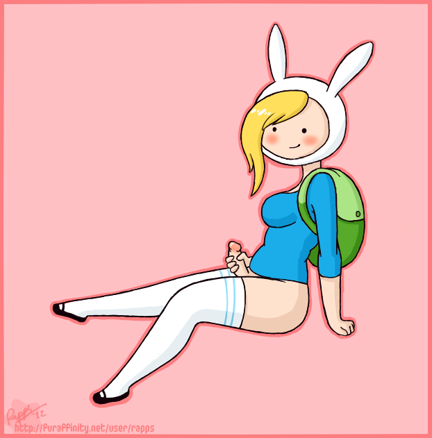 adventure_time backpack bag blonde_hair blush fionna_the_human_girl futanari human intersex mary_janes penis rapps rule_63 thighhighs