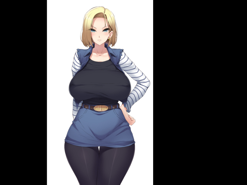 1girls, alternate version available, android 18, ass, blonde hair, blue eyes, breasts, cameltoe, cleavage, curvy, dragon ball, erect nipples, female, huge areolae, huge ass, huge breasts, mochi kuu usagi, nipples, puffy nipples, pussy, short hair, thick lips, voluptuous, wide hips