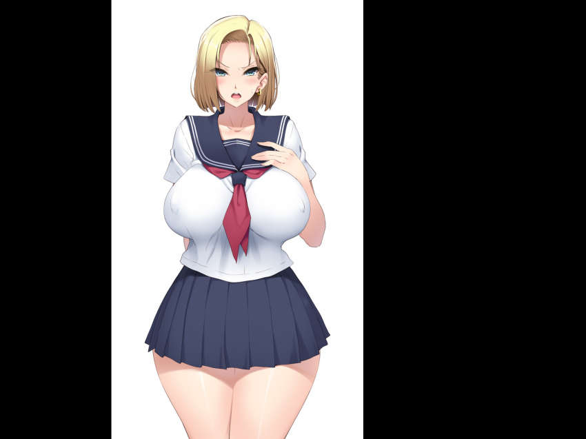 1girls, alternate version available, android 18, ass, blonde hair, blue eyes, breasts, cameltoe, cleavage, curvy, dragon ball, erect nipples, female, huge areolae, huge ass, huge breasts, mochi kuu usagi, nipples, puffy nipples, pussy, short hair, thick lips, voluptuous, wide hips