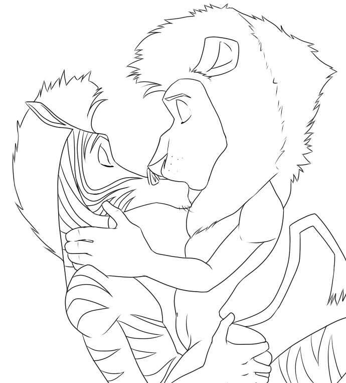 abs alakay_alex anthro closed_eyes crazedg dreamworks equine feline kissing lion madagascar_(film) madagascar_(series) male mammal marty_the_zebra monochrome sex yaoi zebra