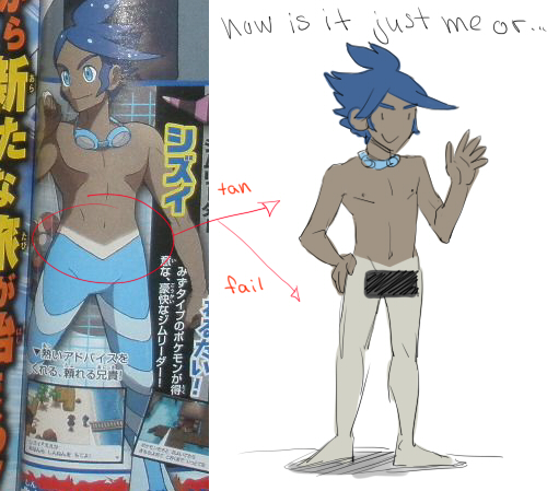 1boy artist_request blue_eyes blue_hair censored male male_only marlon_(pokemon) pokemon shizui simple_background tagme tagme_(artist) tan tanline video_games