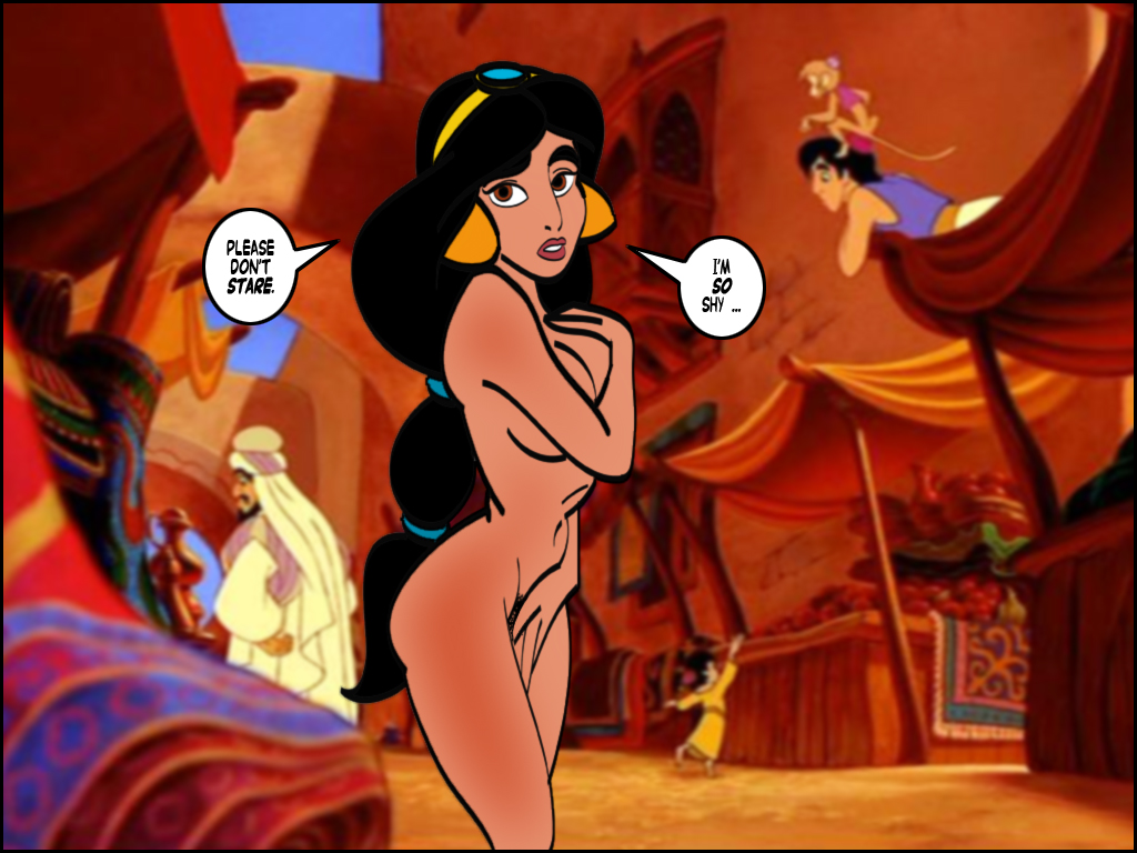 abu_(aladdin) aladdin aladdin_(1992_disney_film) aladdin_(character) clothed_male_nude_female col_kink covering disney disney_prince disney_princess embarrassed embarrassed_nude_female enf female human modest only_one_naked princess princess_jasmine public public_humiliation public_nudity shy straight_hair