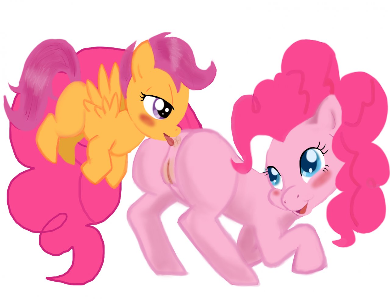 beutelwolf cub feral friendship_is_magic my_little_pony pinkie_pie_(mlp) scootaloo_(mlp) smooth_skin