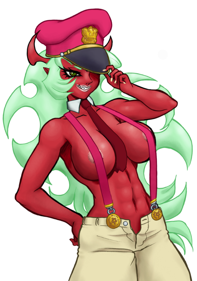 covered_nipples demon_girl demon_horns horns panty_&_stocking_with_garterbelt red_skin scanty_daemon soubriquetrouge tagme wingbird