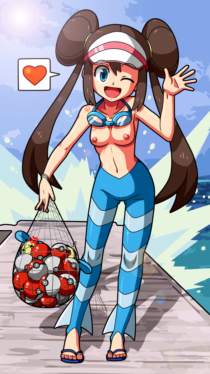 blue_eyes breasts brown_hair cosplay female female_only fishnet gym_leader_(cosplay) highres human poke_ball pokemon pokemon_bw2 rorretsim rosa_(pokemon) sandals shizui solo