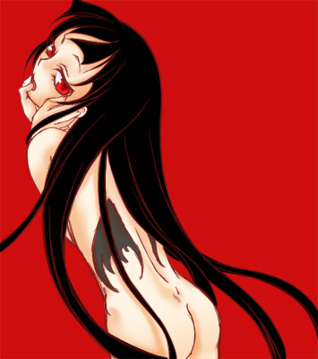 1girls alucard_(hellsing) ass black_hair breasts female girlycard hellsing humanoid long_hair rule_63 tagme vampire white_skin