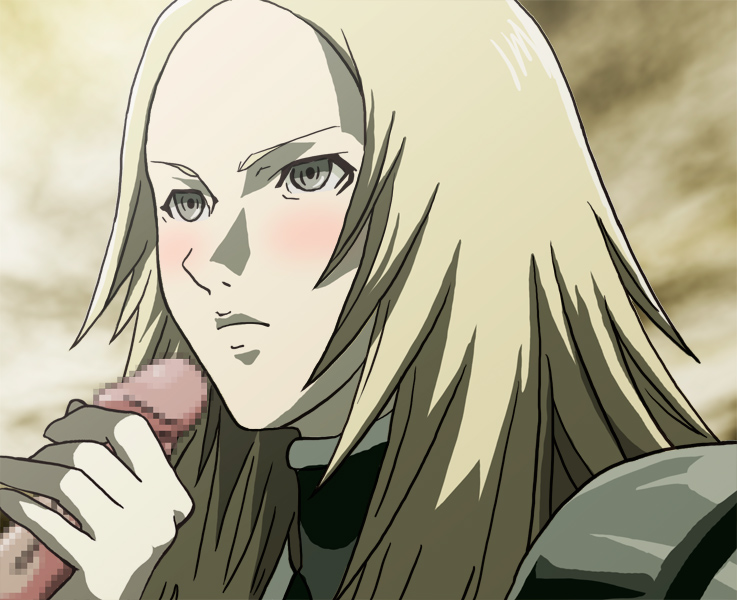 blush censored claymore handjob miria_(claymore) mosaic_censoring partial_male penis tagme unknown_artist